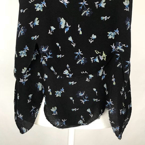 Joie Silk Floral Top Navy Scallop Hem Layered Tank - Picture 4 of 8